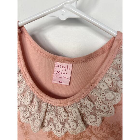 Giggle Moon Girl Floral Ruffle Lace Dress Long Sleeve Multicolor Size 6X - Picture 6 of 8